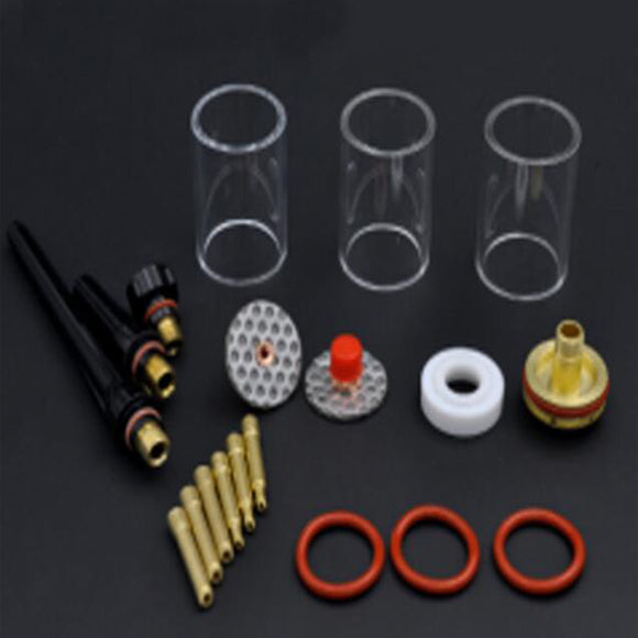 19PCS TIG Welding Torch Stubby Gas Lens Glass Cup Kit For WP17/18/26