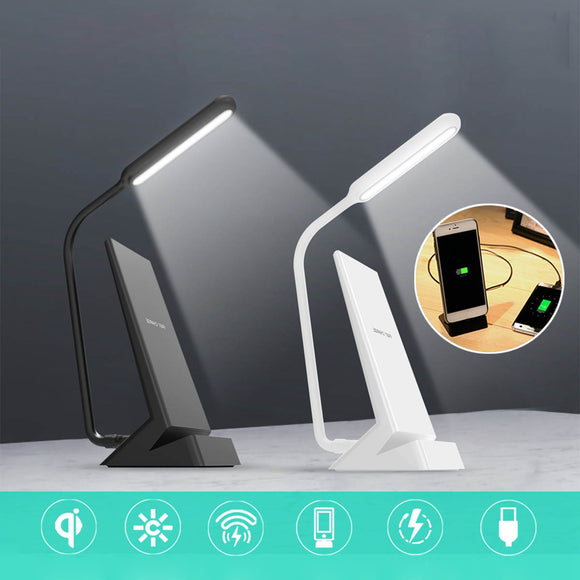 2 in1 USB LED Desk Table Lamp QI Wireless Phone Charger Reading Study Light