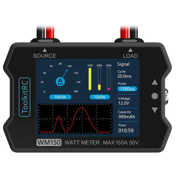 ToolkitRC WM150 150A 50V Watt Meter Power Analyzer LCD Display Power Voltage Current Tester PWM Output