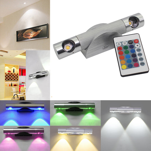 6W LED Wall Lamp Light with Remote Controller Rotatable Hallway Spotlight Bedroom Home Decor