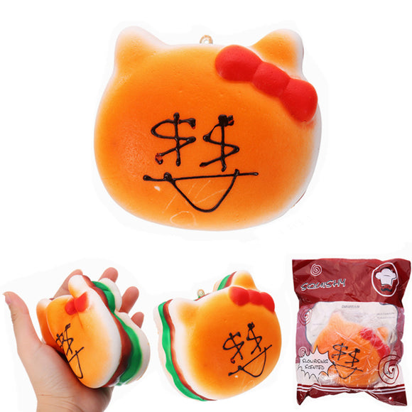 YunXin Squishy Bownot Burger 11cm Random Emoji Face Slow Rising With Packaging Collection Gift Toy
