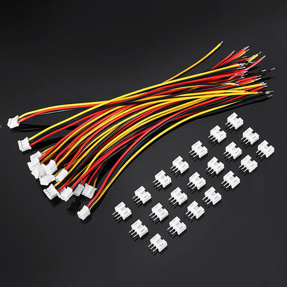 Excellway 20pcs 24AWG PH2.0 3pin Terminals Wire Electronic Line Single Head