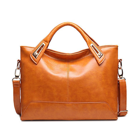 Oil Wax Leather Women Elegant Handbag Tote Bag Square Shoulder Bag Genuine Leather Crossbody Bag