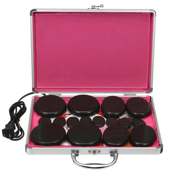 110V-220V Electric Heating Box Warmer Heater Device Salon SPA Beauty 16Pcs Massager Hot Stones Kit