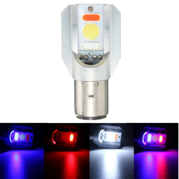 BA20D DC12-24V Motorcycle COB LED Hi/Lo Headlight Bulb Lamp 3 Colors