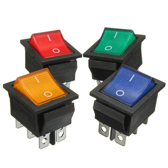 6 Pins Rocker Switch DPDT On-On Mini Momentary with LED
