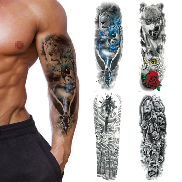 Lion/Bear/Time eye/Beauty Arm Tattoo Temporary Tattoo Stickers Waterproof-3D
