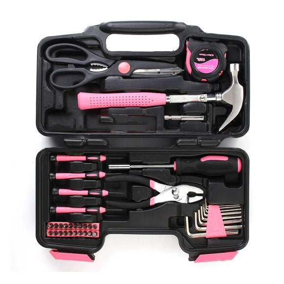 39Pcs Home Repair Tool Kit General Household Tool Kit for Home Maintenance with Plastic Toolbox