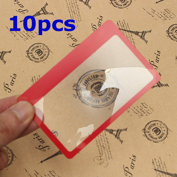 10Pcs 3X Magnification Loupe Lens Mini Credit Card Size