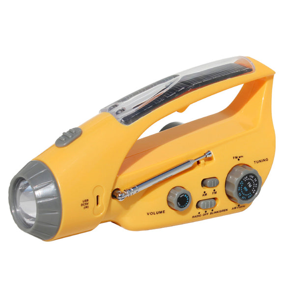 3 in 1 XANES U263 x LEDs Protable Solar Hand Crank USB Rechargeable Emergency Flashlight with Alarm