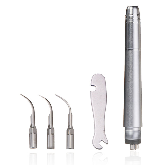 4 Holes Dental Ultrasonic Periodontal Air Scaler Kits with 3 Compatible Tips Teeth Cleaners Tools