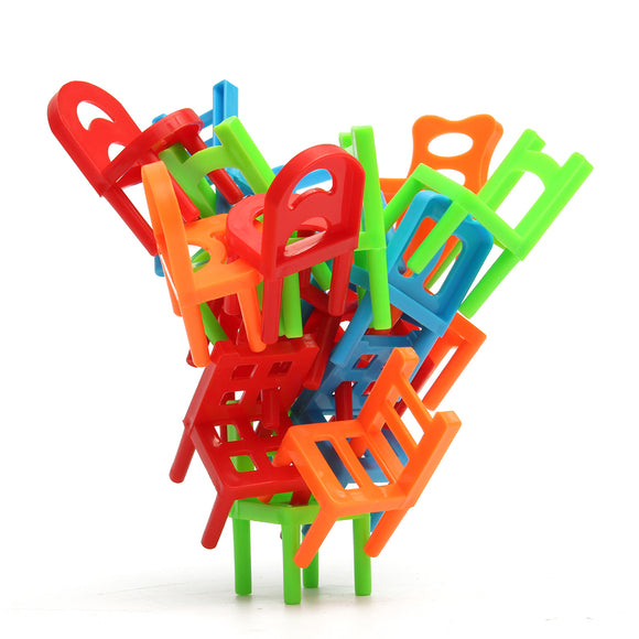 18X Plastic Balance Toy Stacking Chairs For Kids Desk Play Game Toys Parent Child Interact