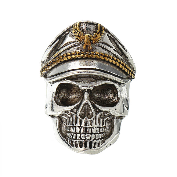 Cool Skull Head Adjustable Finger Ring Vintage Double Eagle Ring for Men