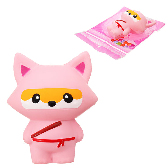 Squishy Pink Fox Ninja Soft Toy 13.5CM Slow Rising With Packaging Collection Gift Bag Keychain Pendant Toy
