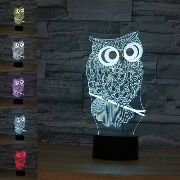 Owl USB Battery 3D LED Lights Colorful Touch Control Night Light Home Decor Gift