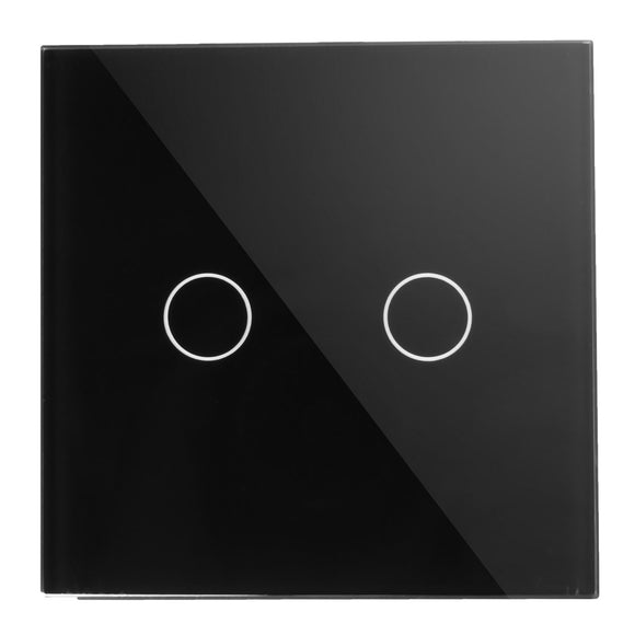 AC100-250V 2 Gang 2 Way Tempered Glass Wall Light Switch Wall Switch Panel