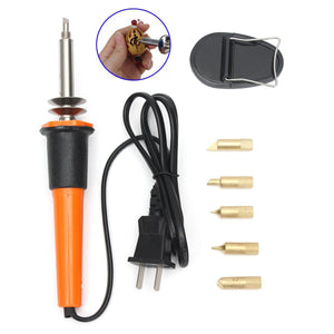AC 110V 30W Wood Engraving Pen Welding Soldering Iron Pyrography Kit Tool with 5 Tips