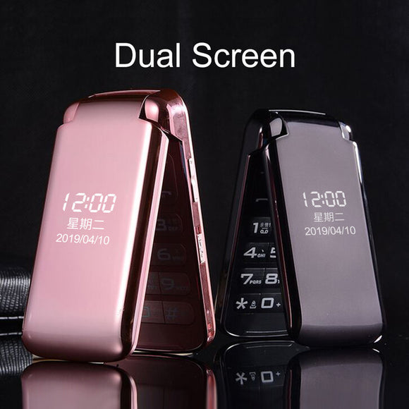 VAJITA GS55 2.8 inch 3200mAh Dual Display Large Button Torch Dual Sim Dual Standby Flip Feature Phone Pink