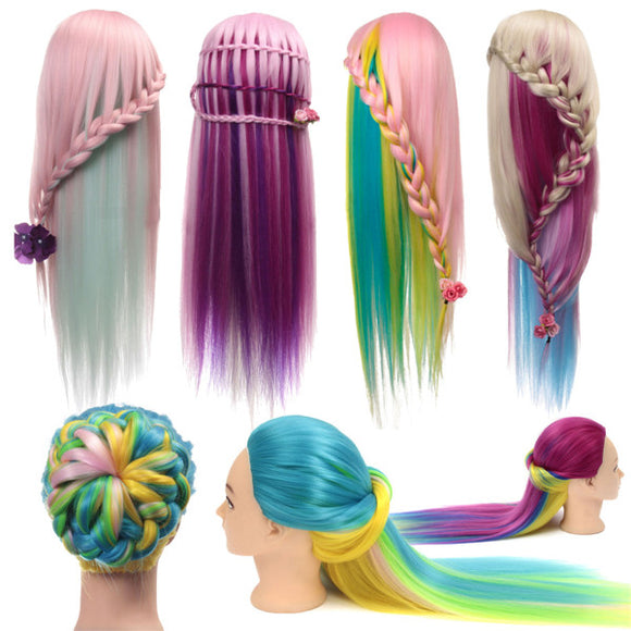 Multicolor Hairdressing Training Head Mannequin Model Braiding Practice Salon Clamp Holder