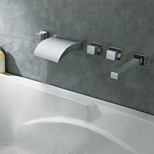 Waterfall Bathroom Tub Faucet LED Color Changing  5PCS Shower Bathtub Mixer Tap