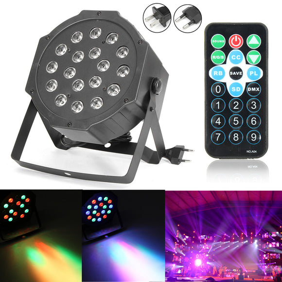 18W RGB LED Stage Light DMX Par CAN DJ Disco Uplighter Strobe Lighting