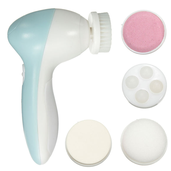 5 In 1 Electric Facial Cleaner Face Skin Care Brush Massager Scrubber Deep Clean