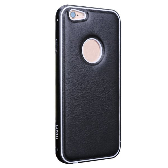 Mofi Genuine Leather Back Cover Aluminum Metal Frame Bumper Case