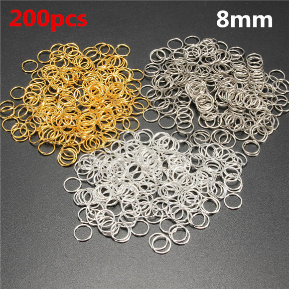 200pcs 8mm Jump Rings Open Connecctors Circle Metal Findings DIY Accessories