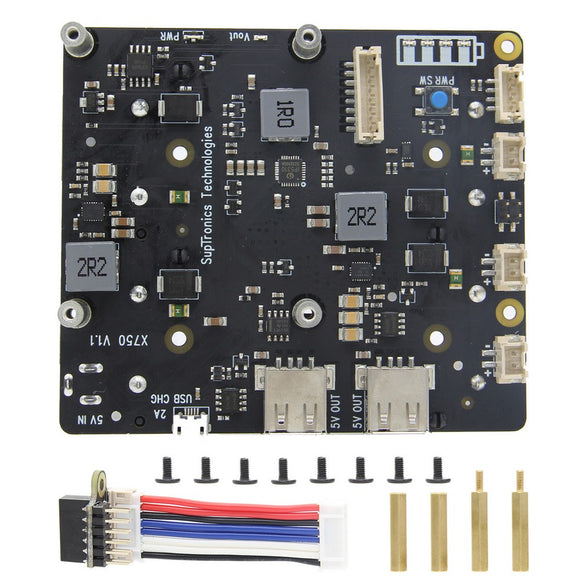 X750 Shield 18650 UPS HAT & Safe Power Management Expansion Board for Raspberry Pi 4 Model B/3B+/3B/2B