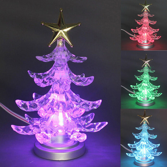 Christmas Tree Shape Color Changing USB LED Night Light Lamp Christmas Xmas Tree Desk Decoration