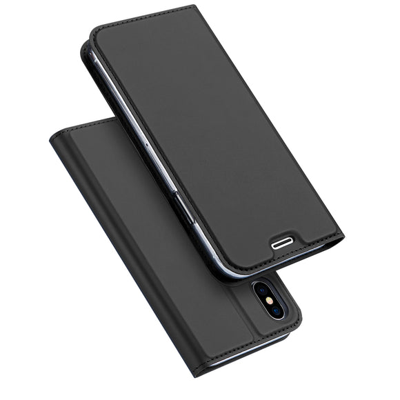 DUX DUCIS Magnetic Flip Card Slot Bracket PU Leather Case For iPhone X