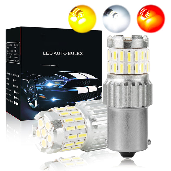 2PCS 21W 1156 P21W BA15S LED Bulb Brake Light Turn Signal Lamp White Amber Red Optional