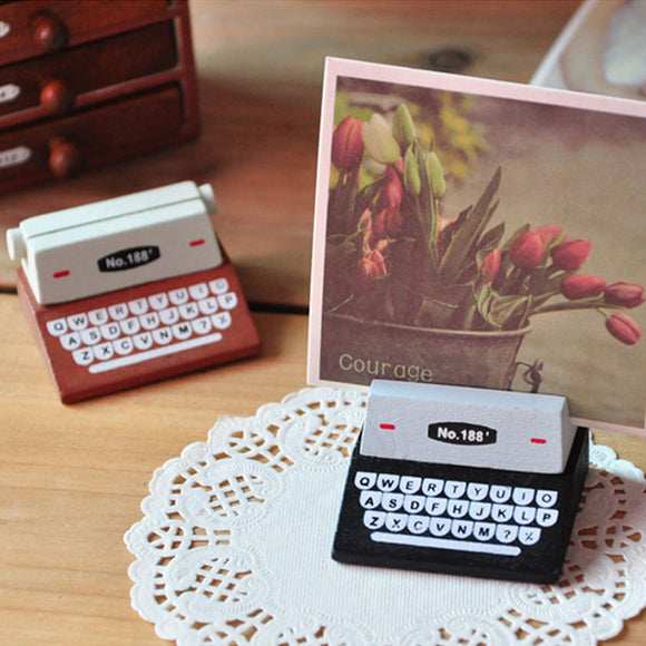 Mini Writing Machine Retro Desktop Message Clip the Wood Clip Photo Holder