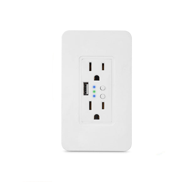 WIFI Smart Wall Socket 16A AC Outlet 5V/2A USB Output Wireless APP Control Socket