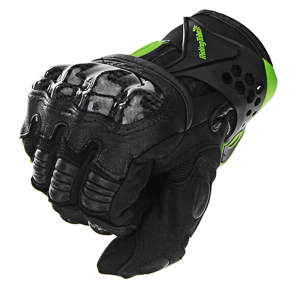 Touch Screen Carbon Fiber Sheepskin Gloves Motorcycle Racing Full Finger Glove