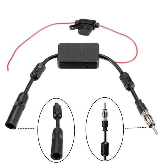 Universal Car FM Radio Aerial Antenna Signal Amplifier Booster Male To Female