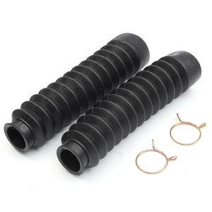 2pcs Rubber Motorcycle Shock Boots with Clamp Fork Cover Gaiters Black