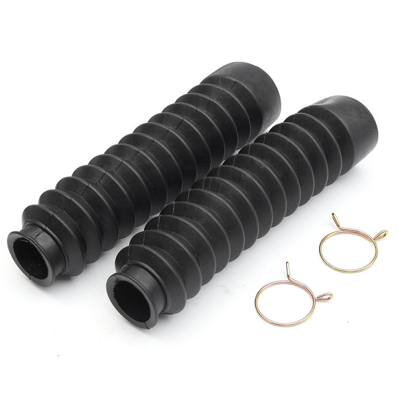 2pcs Rubber Motorcycle Shock Boots with Clamp Fork Cover Gaiters Black