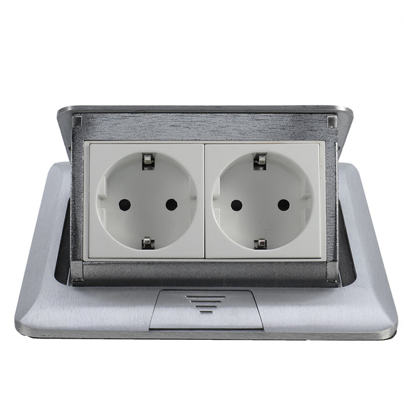 Panel EU Standard Pop Up Floor Socket 2 Way Electrical Power Outlet Modular Box Wall