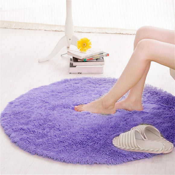 Round Anti Skid Fluffy Shaggy Area Rug Dining Room Home Table Carpet Floor Mat