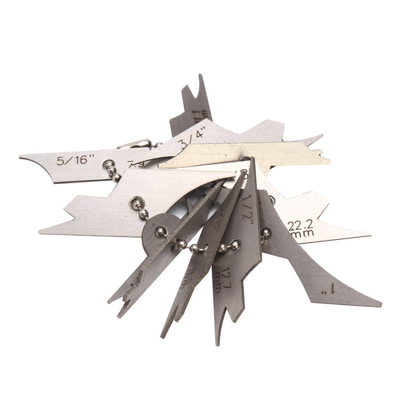 11PCS  Mini Fillet Weld Keys Inspection Gauge Welding Radius Gage Chain Set Tool