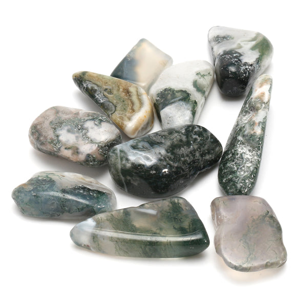 10 Pcs of Natural Stone Moss Agate Crystal DIY Jewelry