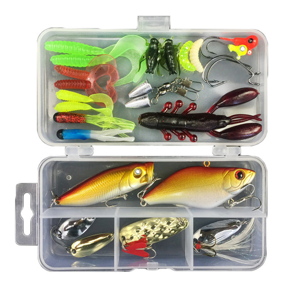 ZANLURE 28pcs Full-class Mixed Fishing Lure Sets Hard Baits/Soft Lures Fake Artificial Bait With Box