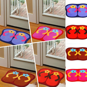 41x58cm Anti Slip Flip Flops Shape Lint Ground Mat Absorbent Bathroom Floor Door Carpet