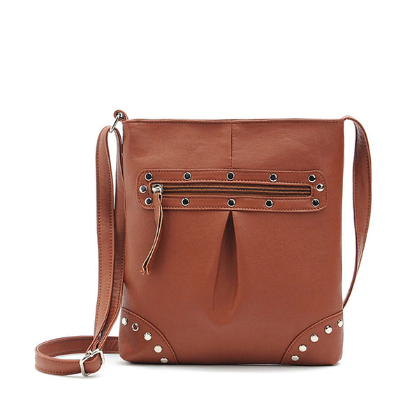 Women Rivet Design Vintage Crossbody Bag Casual Shoulder Bag