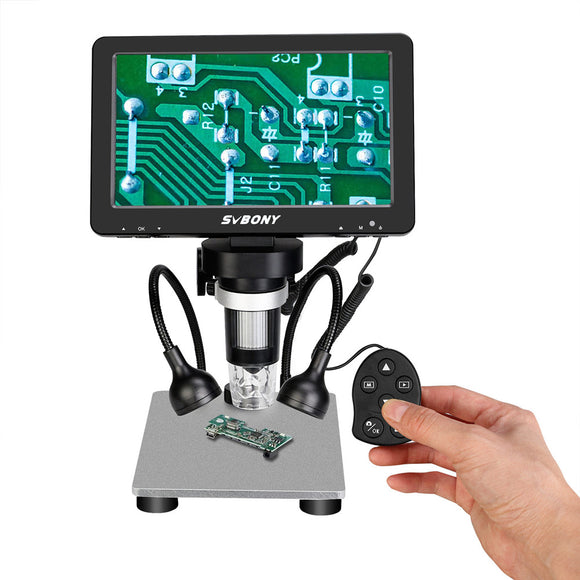 SVBONY SV604 LCD 7 Inch Portable Microscope 1X-1200X Magnification Wired Remote Camera Video Recorder with HD Screen Suitable for Teaching Circuit Board observing Antiques Jewelry Identification