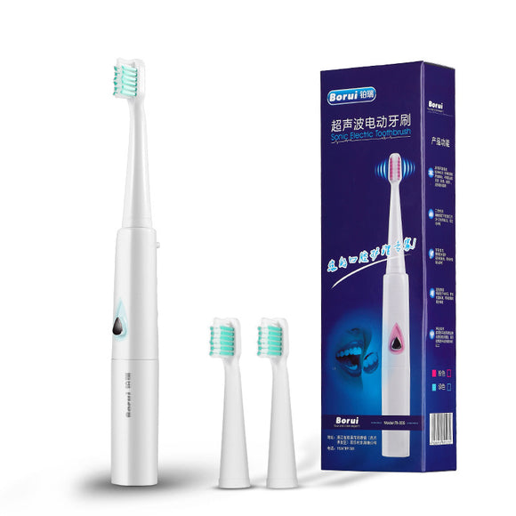 Bakeey Electric Sonic Vibration Toothbrush Portable IPX7 Waterproof DuPont Bristles Tooth Brush with 2 Brush Heads