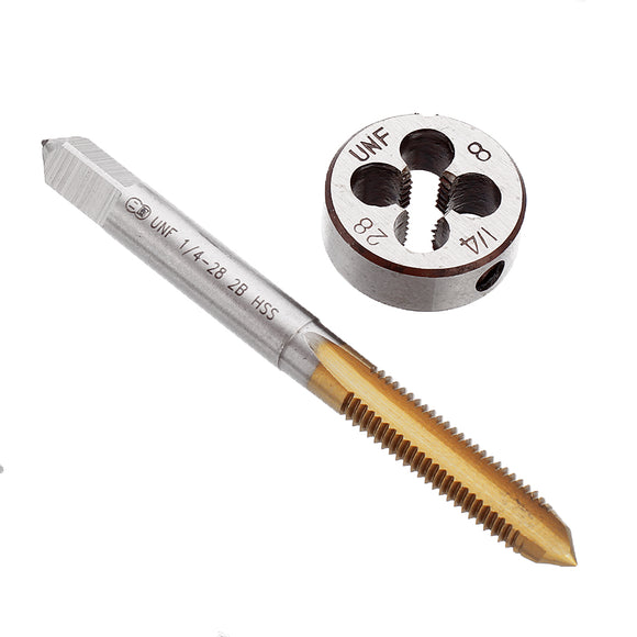 Drillpro 1/4-28 UNEF Right Hand Screw Tap with or without Titanium Coating Thread Tap with Round Thread Die