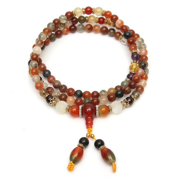 108Pcs 5MM Natural Colorful Crystal Quartz Beads Buddhist Prayer Mala Bracelet