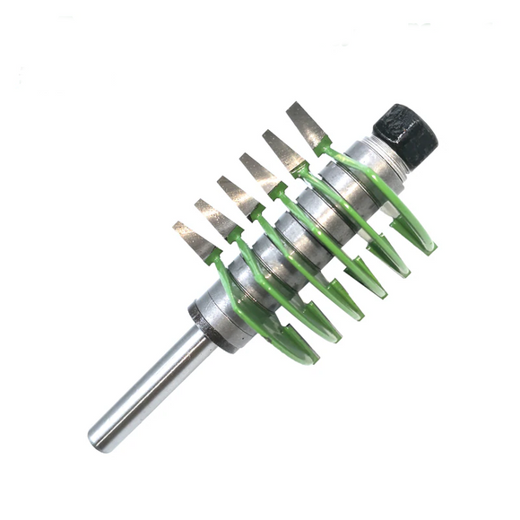 Drillpro Green 8mm Shank 2 Teeth Adjustable Finger Joint Router Bit Tenon Cutter Industrial Grade for Wood Tool